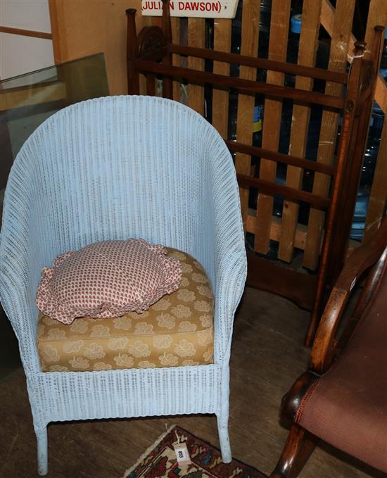 Towel rail and Lloyd Loom chair